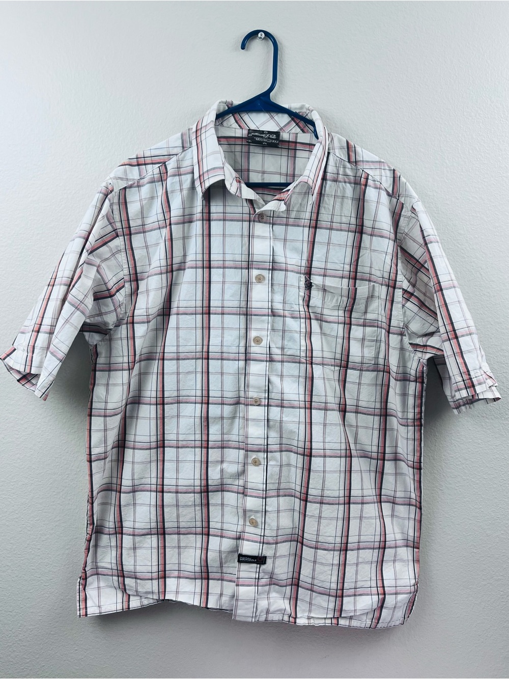 South Pole Shirt Men's Large Button Up Plaid Short Sleeve Collared Shirt